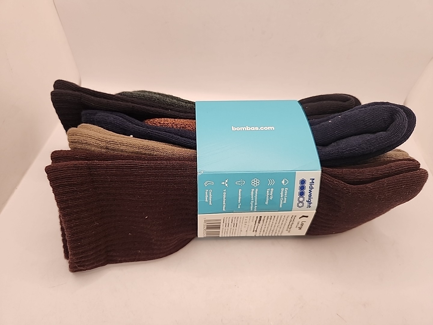 NEW 4 pack Bombas Men’s Marl Calf Socks Cushion 4 Colors Mix Size Large 9.5-13