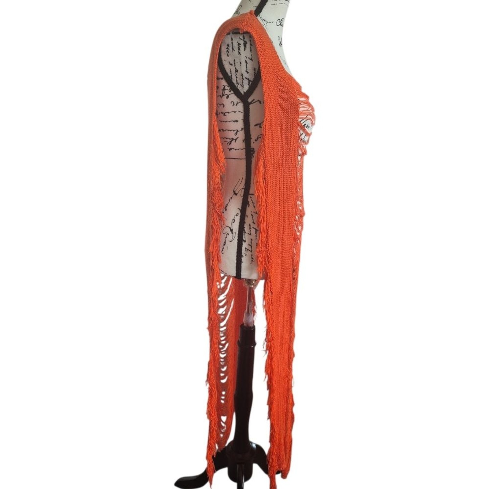 Crochet Beach Dress: Bohemian Hallow Sleeveless With Slit Sz XXL