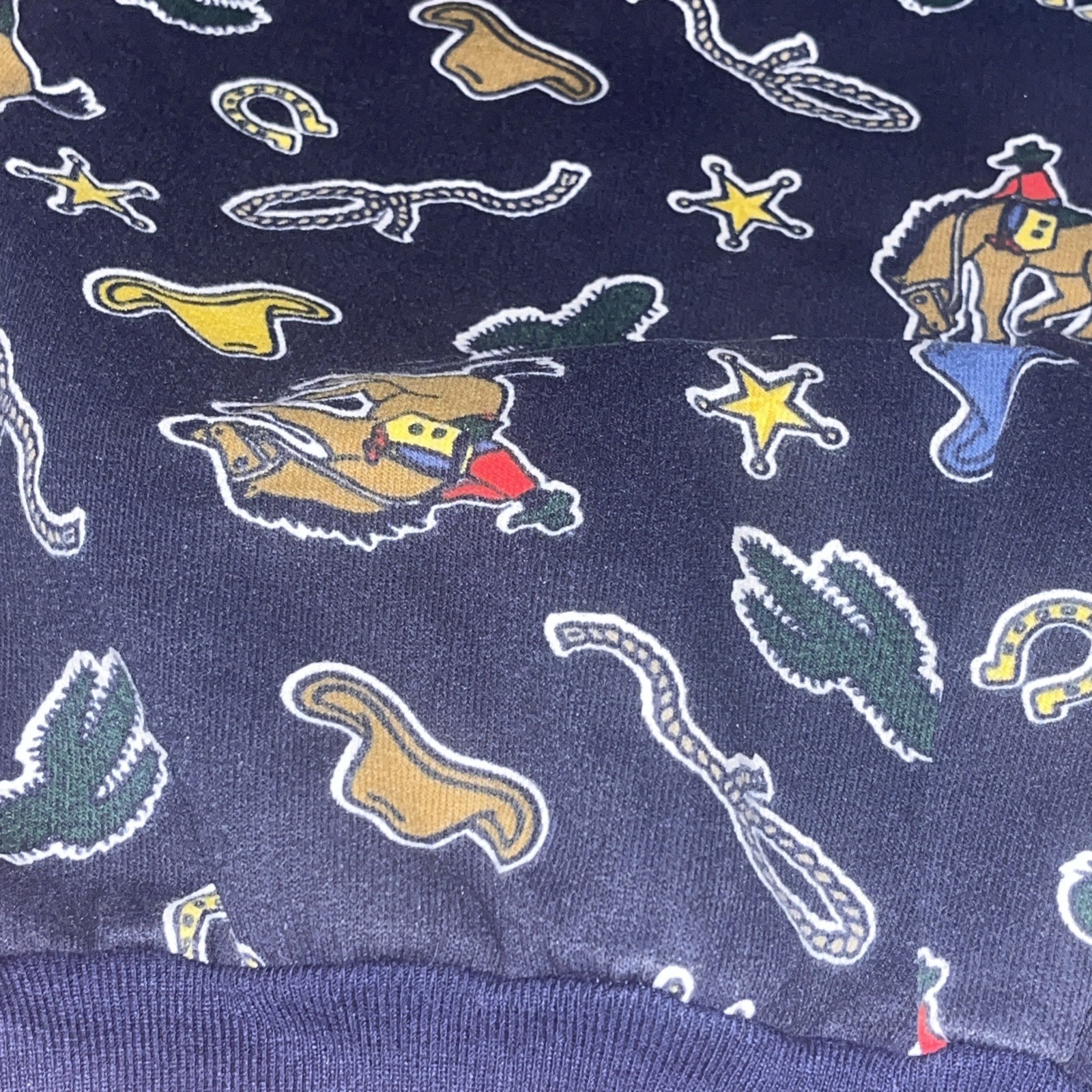 VTG 90s Garanimals Cowboy Western Rodeo Crew Neck All Over Print Sweatshirt USA