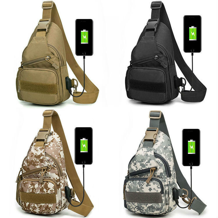 Mens Backpack Tactical Sling Shoulder Bag Molle Travel Chest Pack Outdoor Hiking