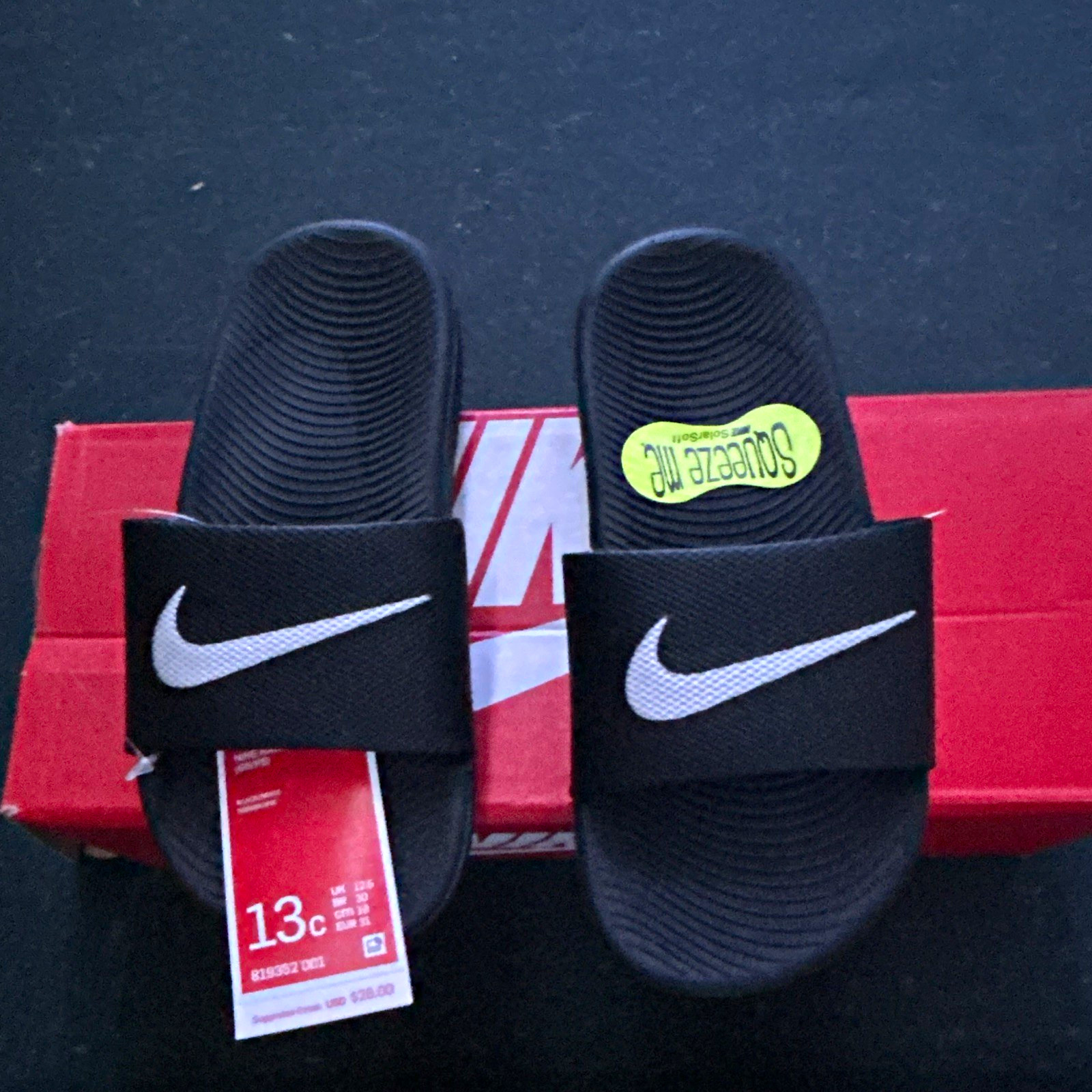 Nike Kawa Slide GS/PS Kids Sandals Black/White US 13C EU 31 MPN 819352-001
