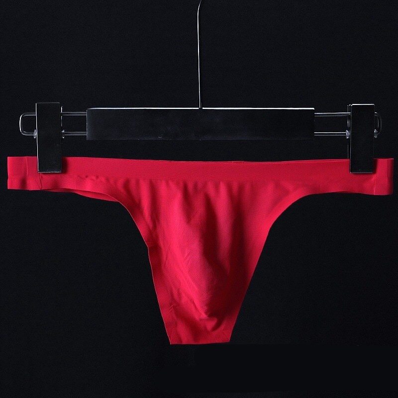 Ultra-thin Seamless Thong Men G Strings Briefs Pouch Ice Silk Underwear T-back