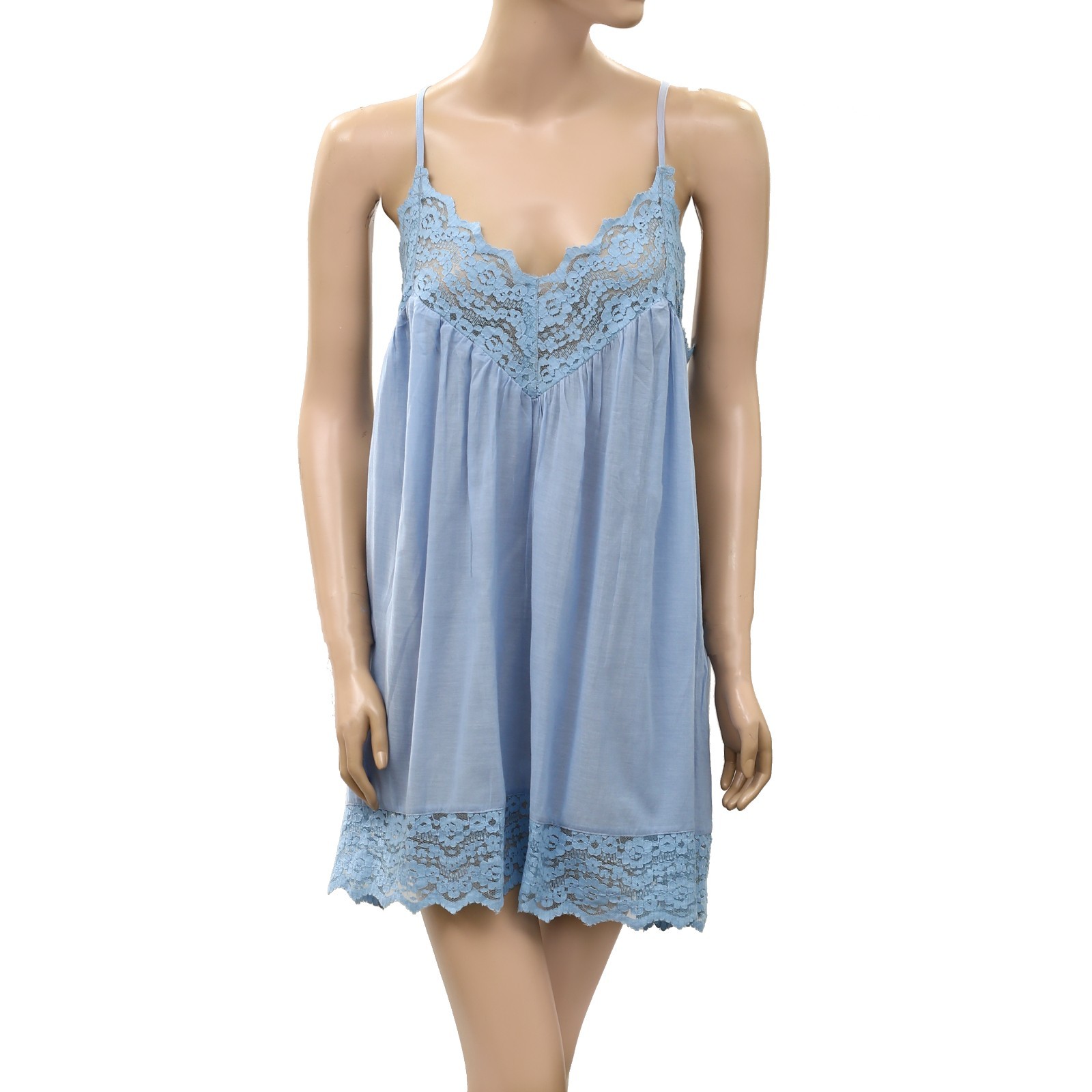 Intimately Free People Fiona Mini Slip Dress Billowy Sleeveless Lace M 288890