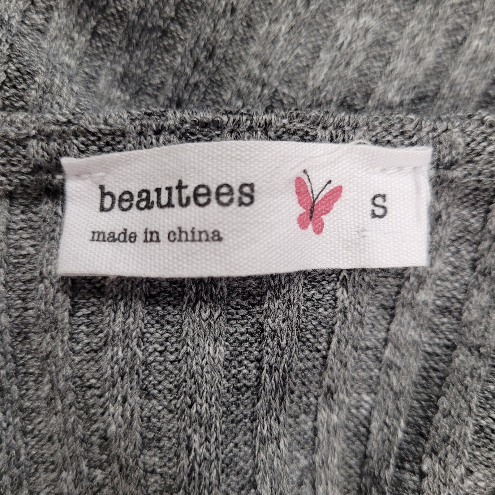 Beauties Wrap (S) Gray Knit Long-Sleeve Smooth-Feel Polyester-Blend