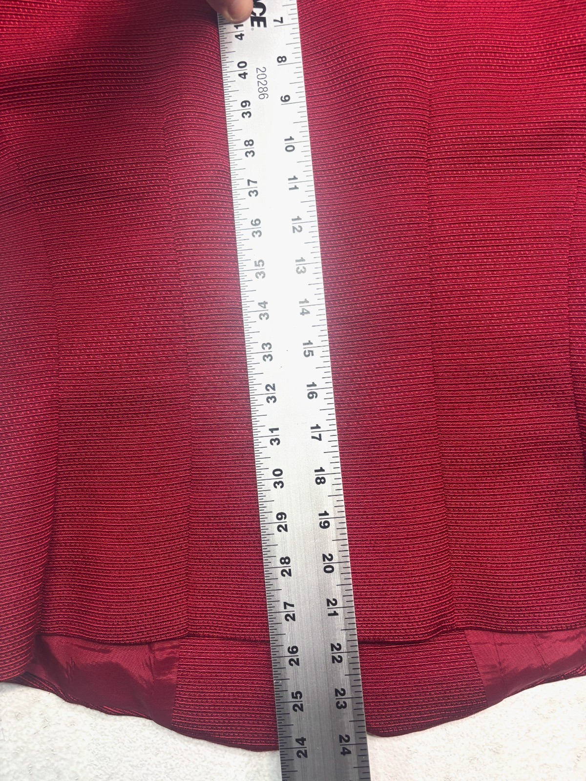 Antonio Melani M 8 10 Red 2pc Skirt Suit Double Breasted Square Neck Knit Career