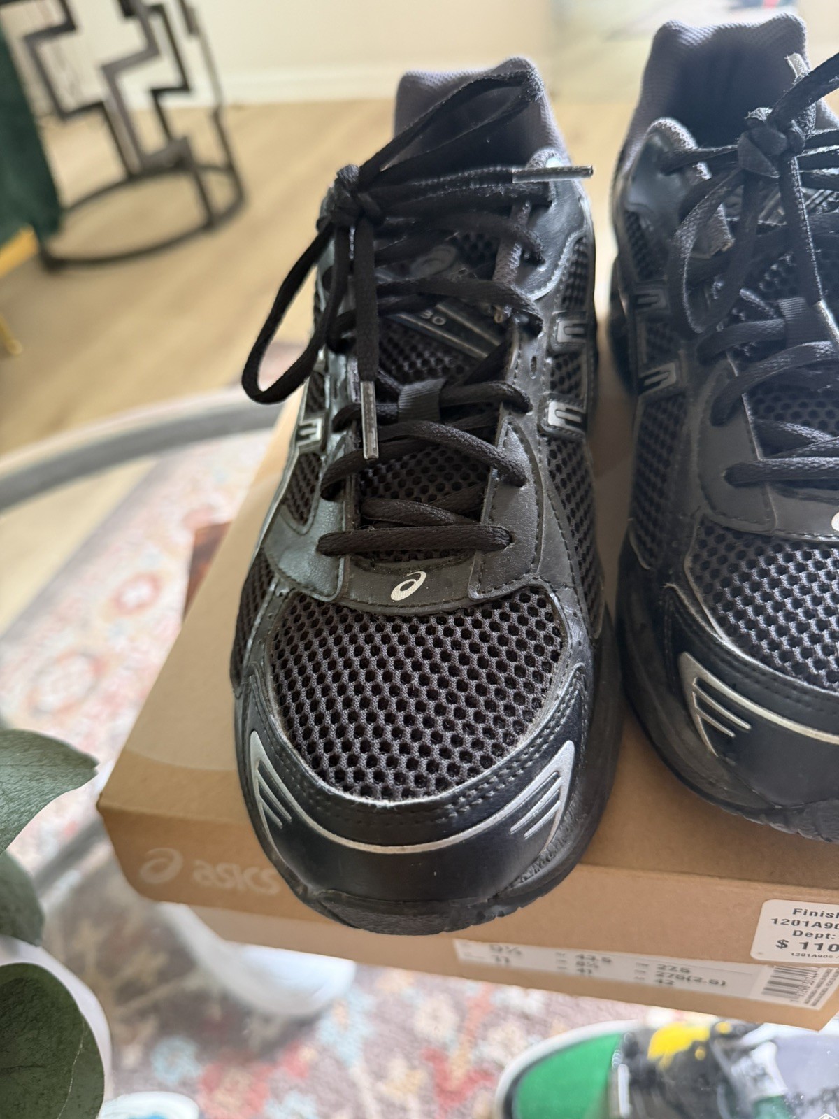 Asics Gel-1130 Black/Pure Silver Size 9.5