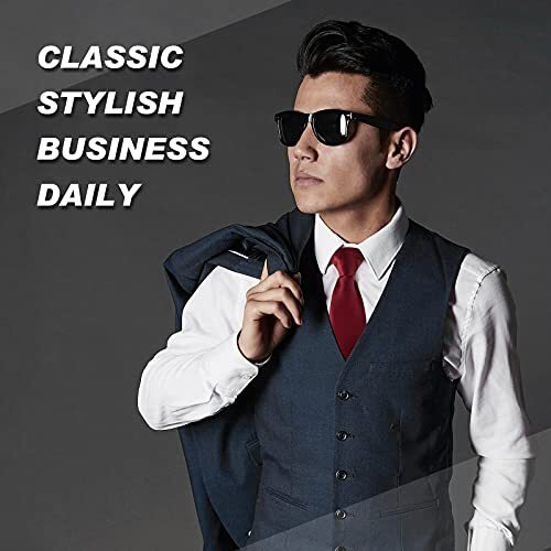 2 Pieces Men’s Clip on Ties 20 Inches Solid Color Clip on Ties Pre Burgundy