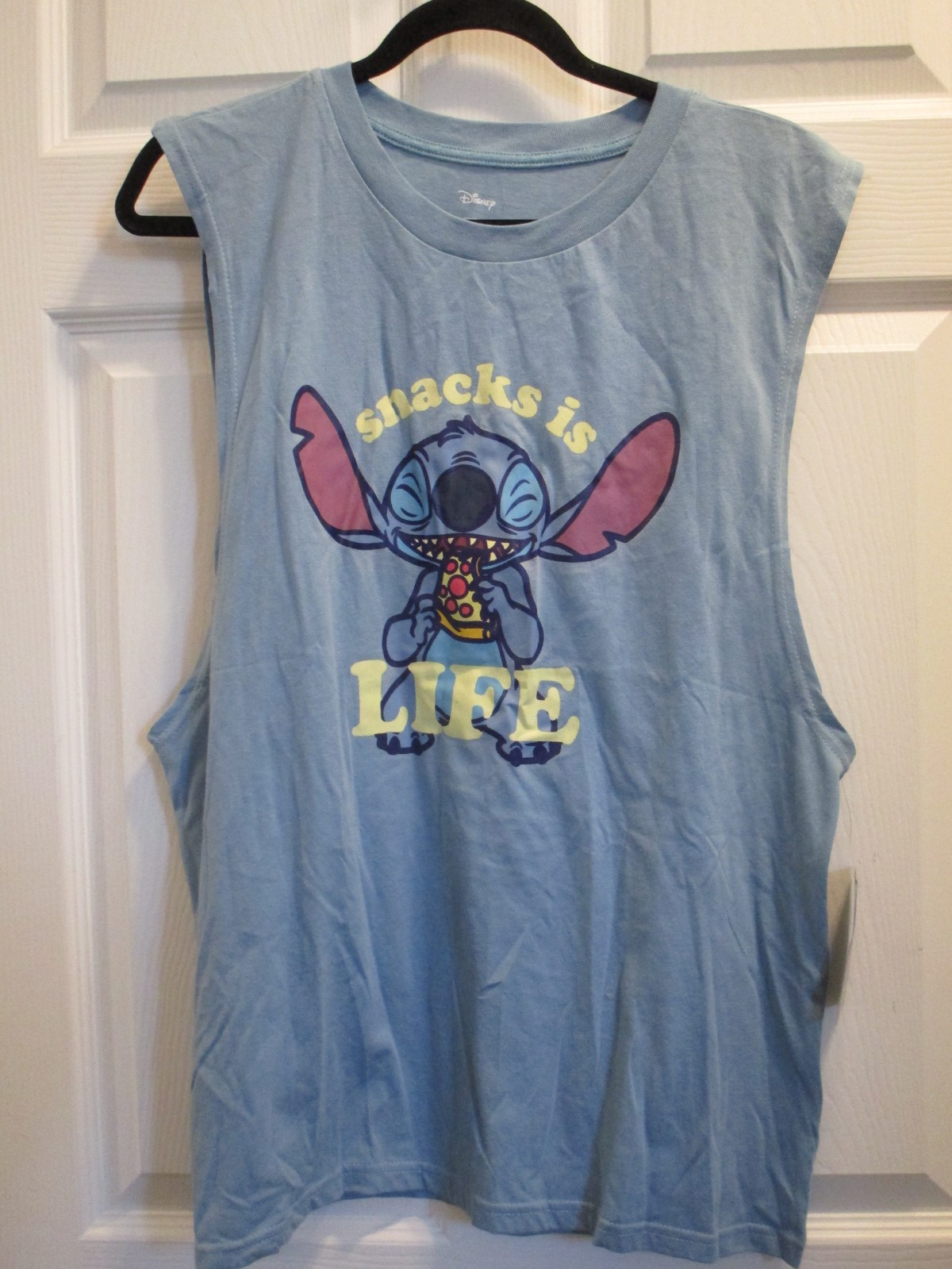 DISNEY LILO & STITCH SNACKS IS LIFE BLUE TANK TOP SIZE MEDIUM NEW