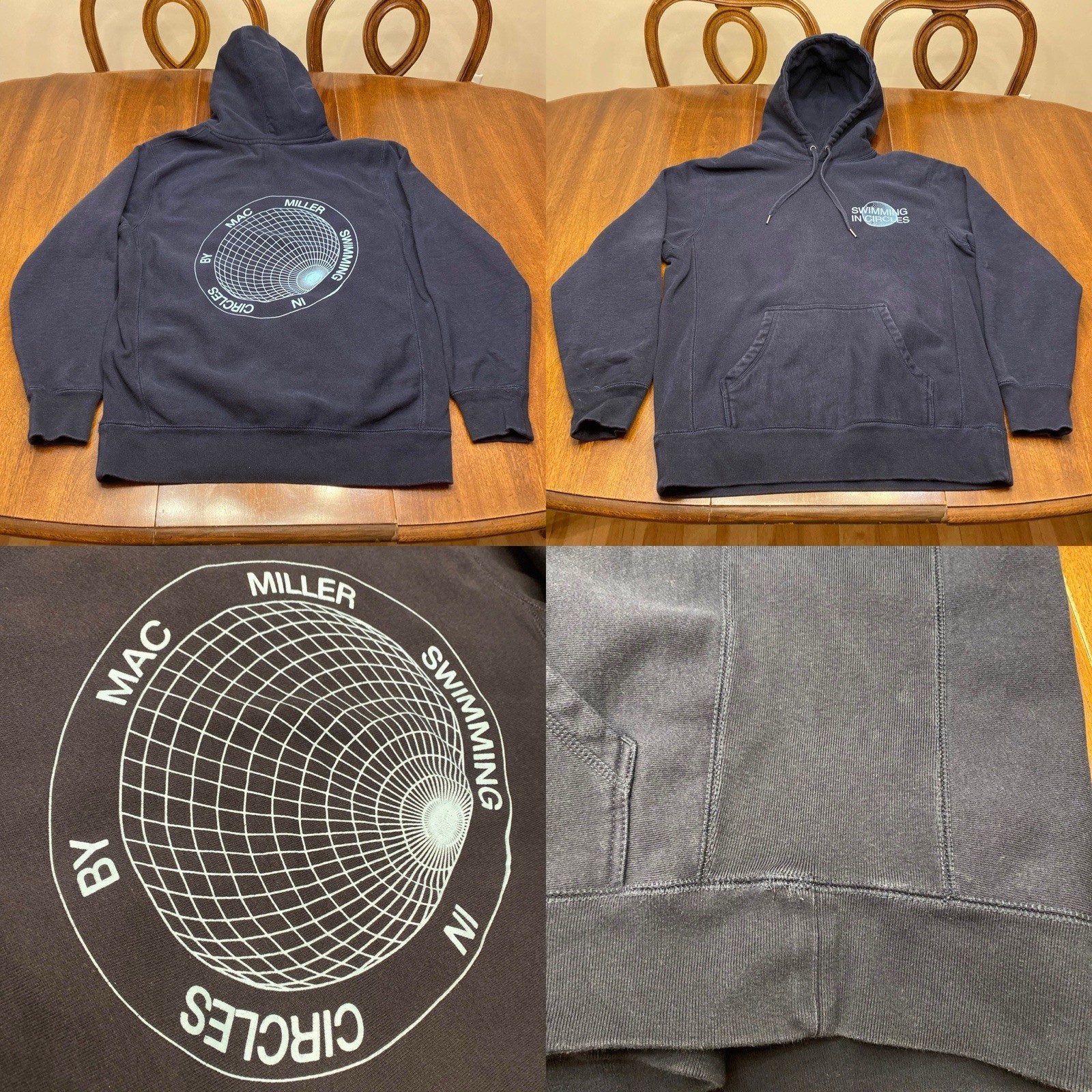 Mac Miller Swimming in Circles Tour Hoodie Reverse Weave Front Pocket 27.5×22.5”