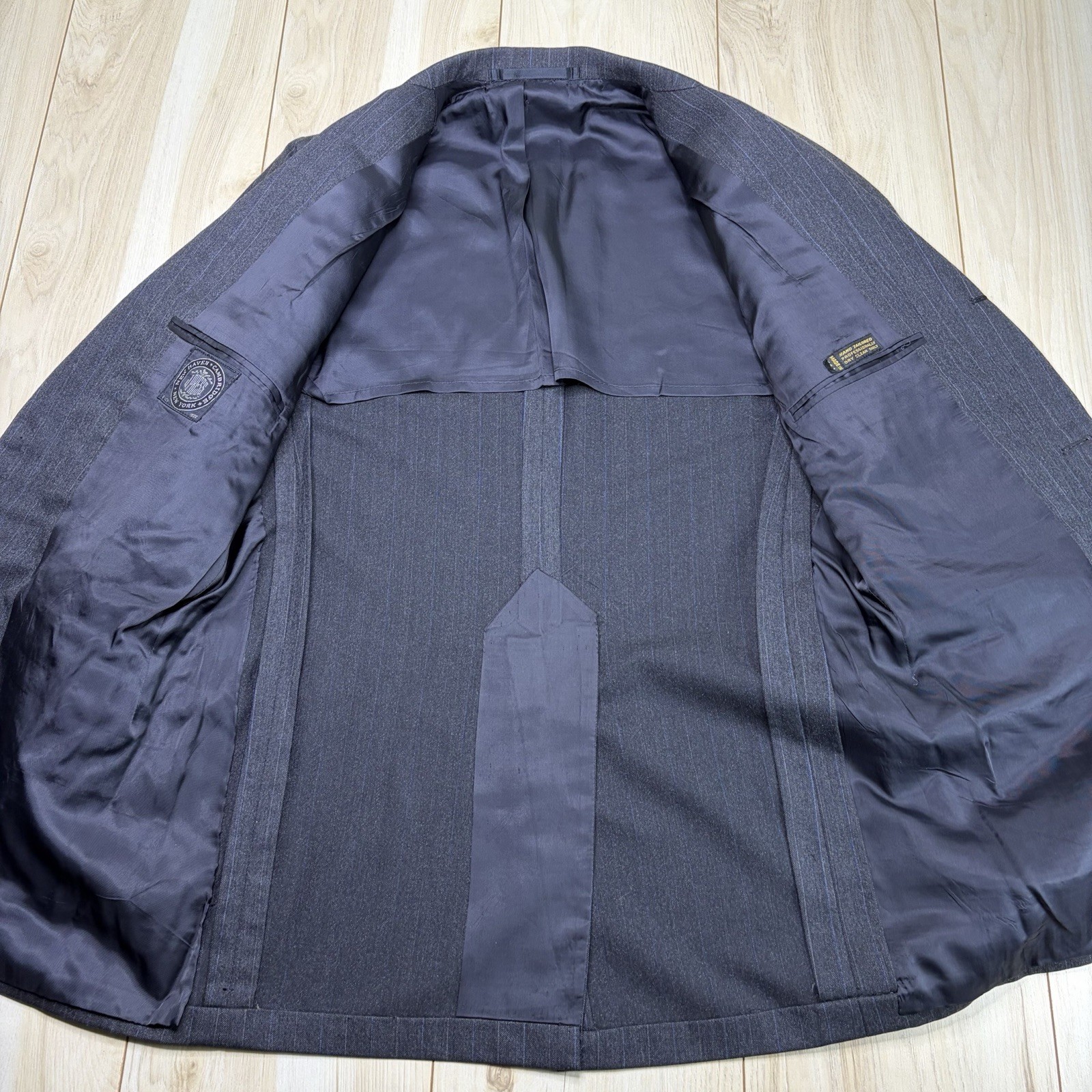J. Press VTG Herringbone Double Pinstripe Wool 2/3 Roll Blazer Mens 40L Gray USA