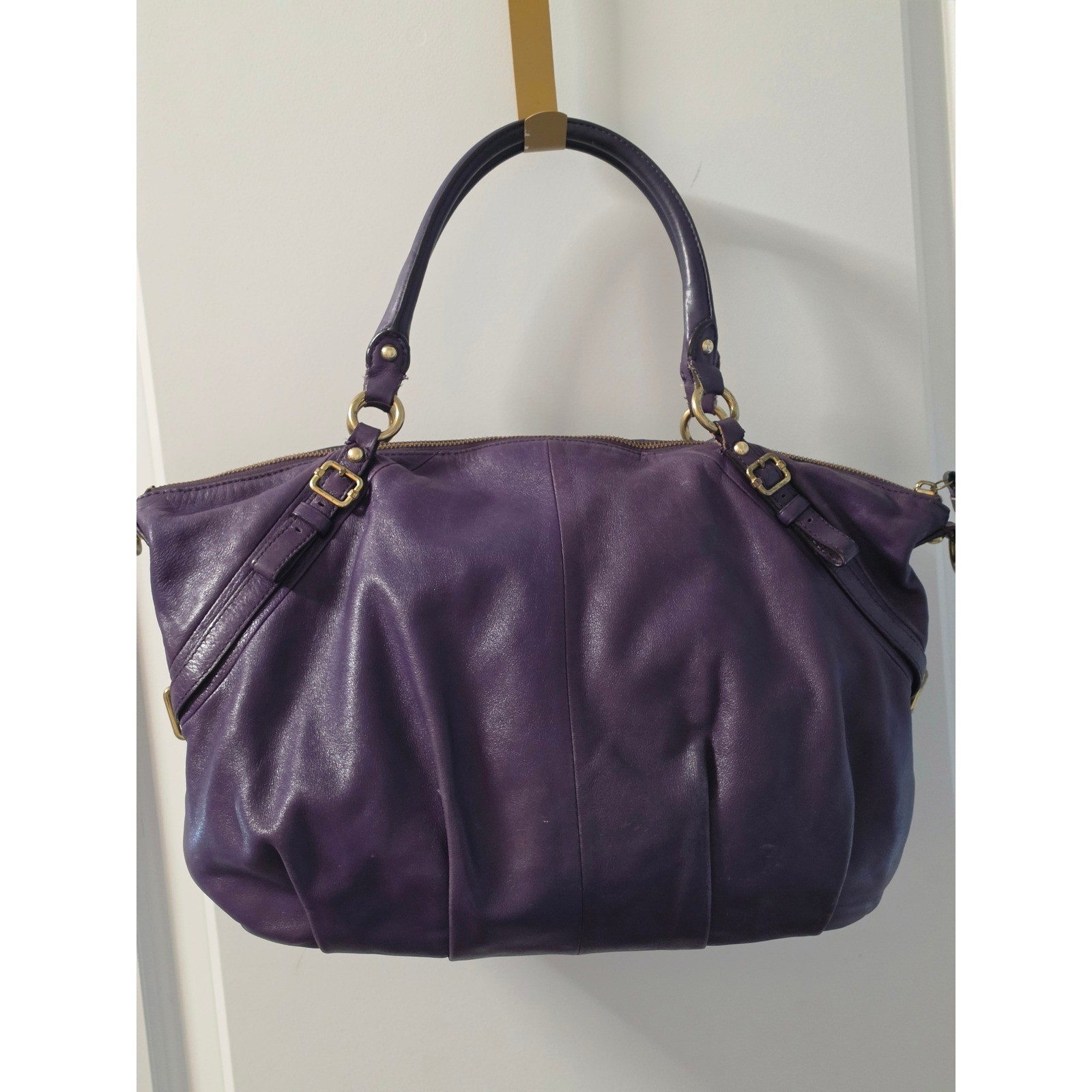 Coach Madison Sophia Purple Leather Satchel Shoulder Bag Gold Hardware 18609