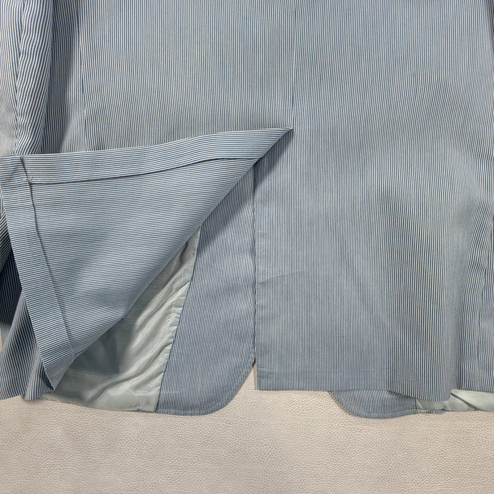 Vintage Haspel Seersucker Blazer 42R Mens Blue White Pinstripe Coat Suit Jacket