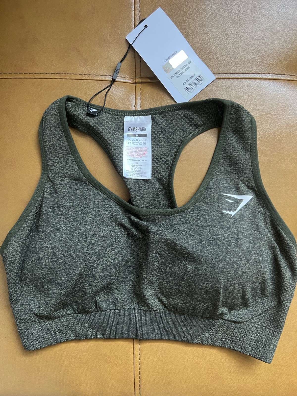 Gymshark Vital Seamless Sports Bra Olive Green Marl – Size Medium