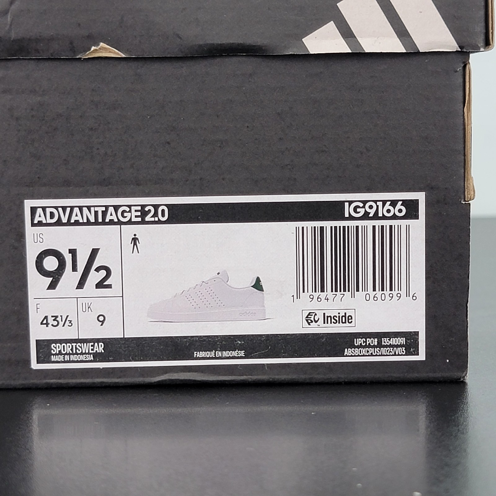 Adidas Advantage Men’s Size 9.5 Athletic Shoes White Green Casual Sneakers