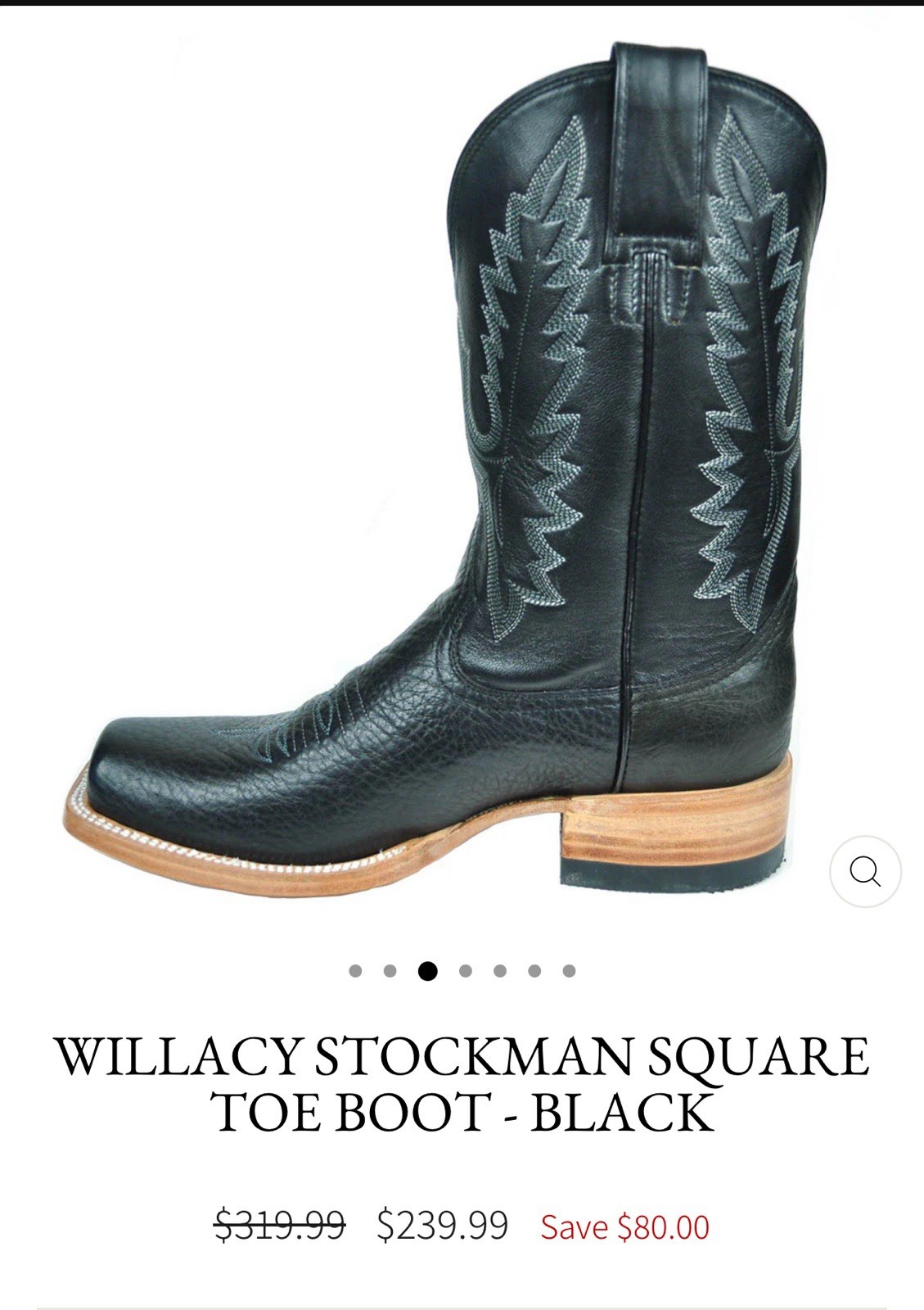 Gavel Handmade Bullhide Black Leather Square Toe Western Boots Mens Size 8.5 EE