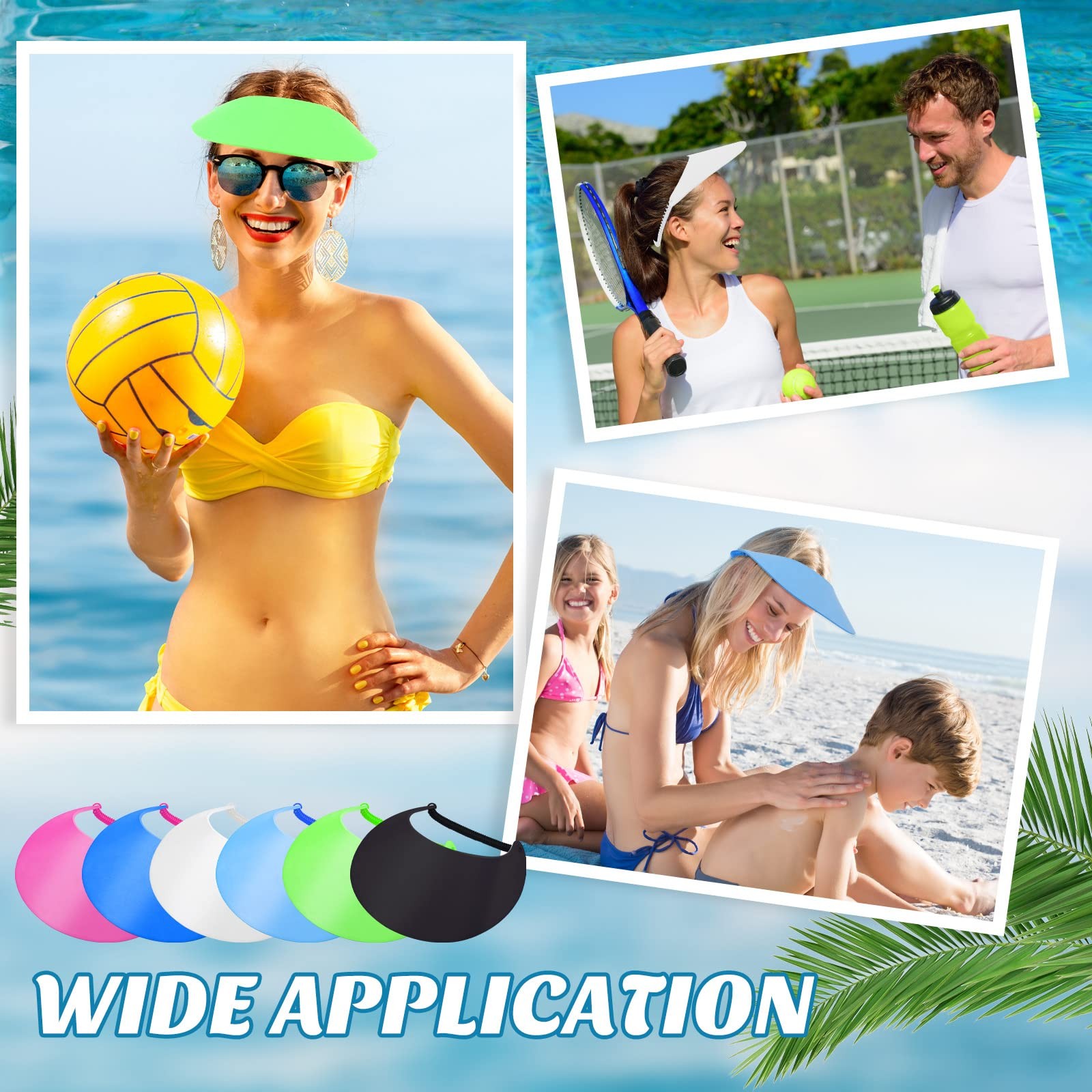 12 Pieces Foam Sun Visors for Women Bulk Summer Adjustable Foam Visors