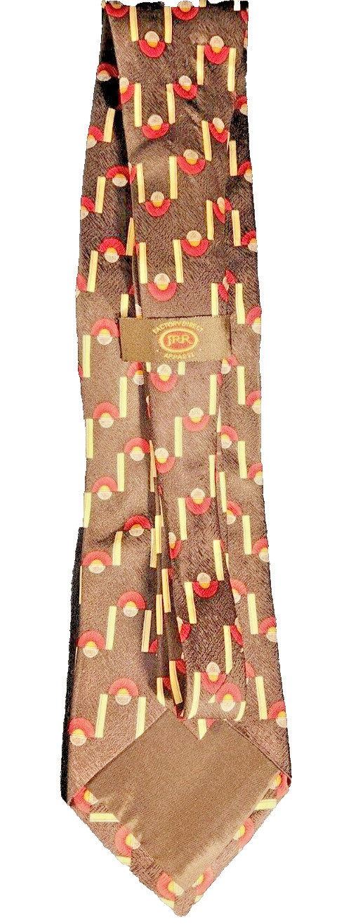JRR Factory Direct Apperal Brand Cream and Red Unique Design All Silk Black Tie