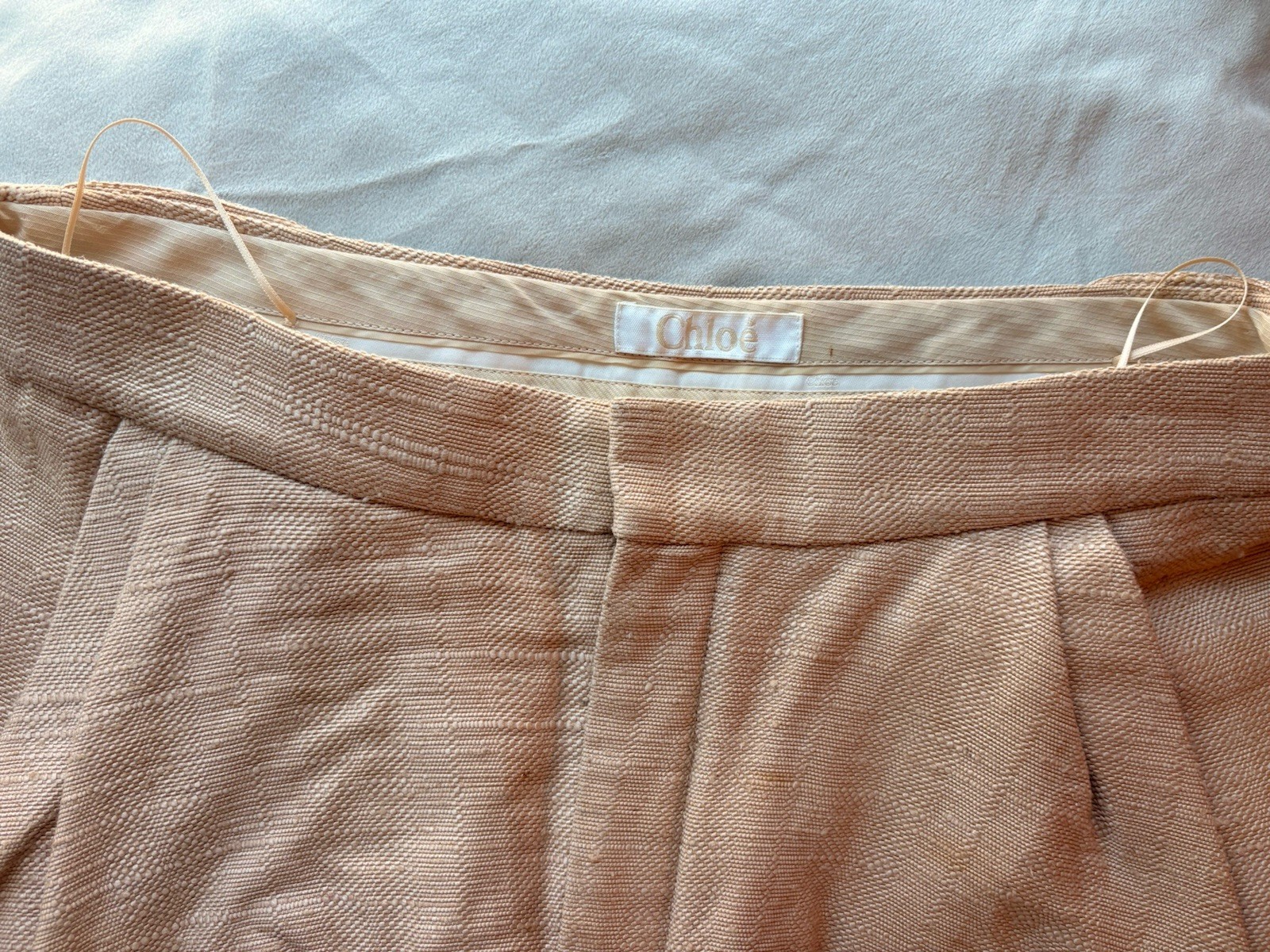 Auth CHLOE Beige Lining BELTED TWEED Shorts Pants 40 (L) Women’s Used