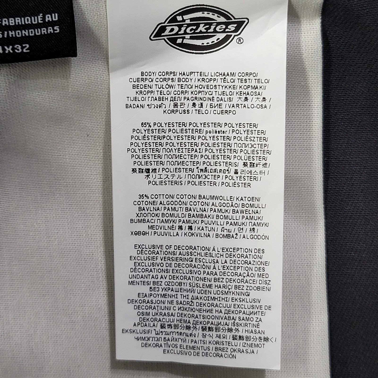 Dickies Pants Mens 34×32 Black 874 Original Fit Work Pant Straight Leg Logo NWT