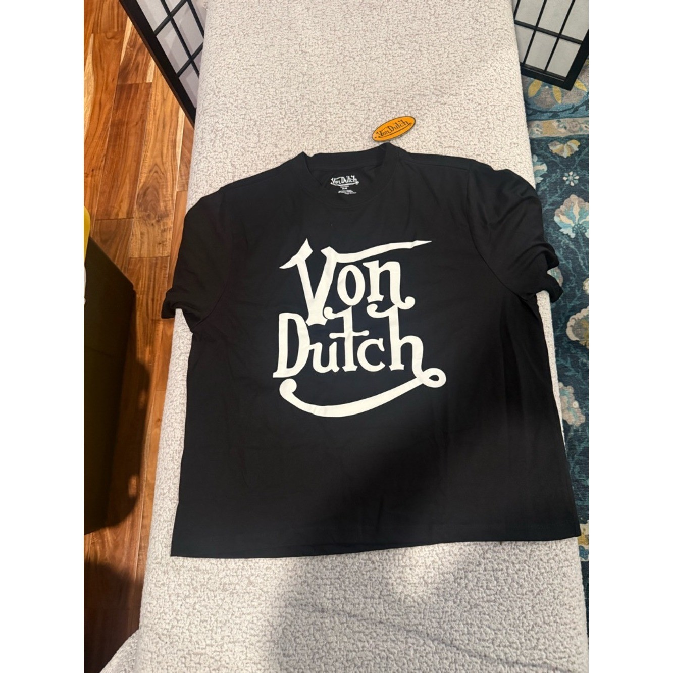 NWT Fashion Nova Von Dutch Logo Graphic Tee Black Medium Y2K Streetwear Classic
