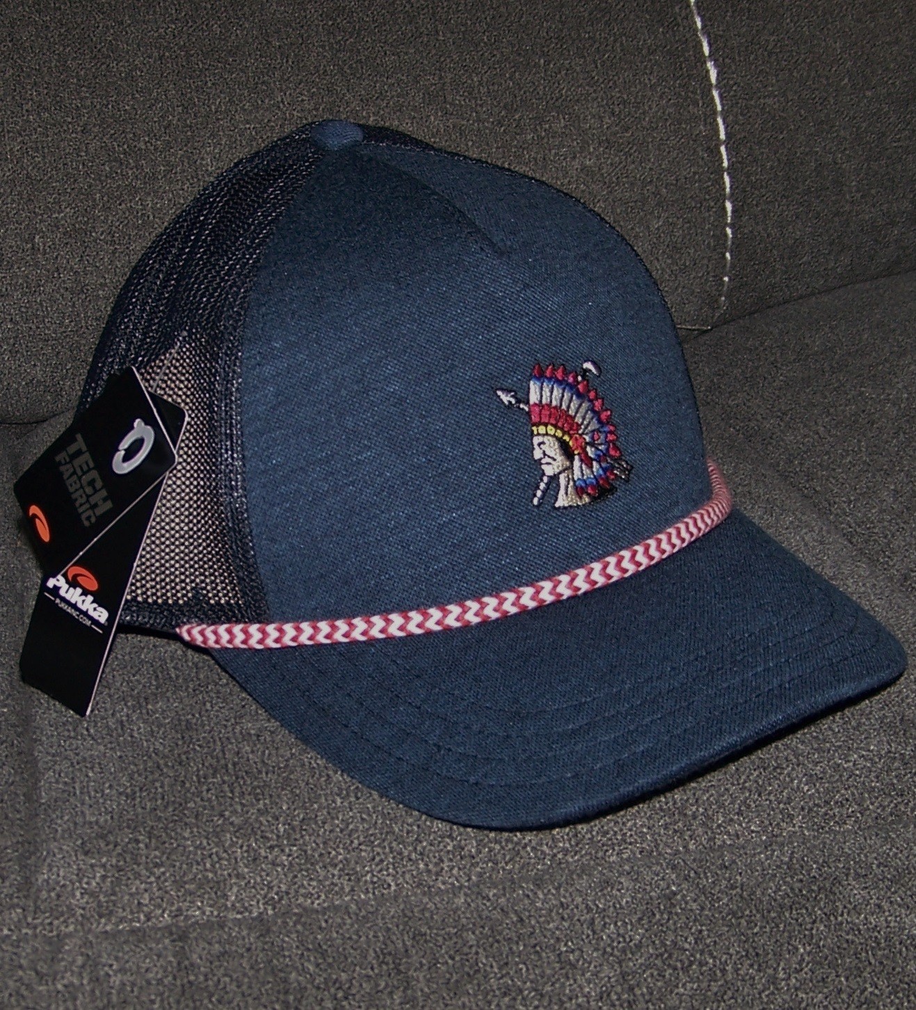 NEW PUKKA Polyester Mesh Rope Cap Hat SHINNECOCK HILLS GOLF CLUB Blue Adjustable