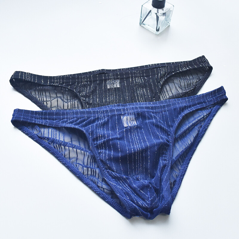 2 Pack Lot Sexy Mens Mesh Underwear Underpant Low Waist Bikini Pouch Brief Soft
