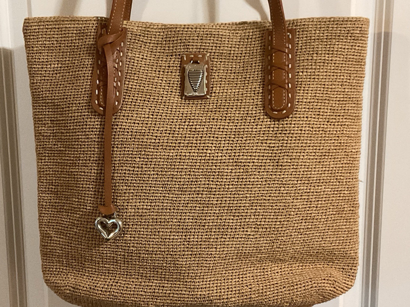 Brighton Natural Brown Straw Tote bag hand made in Madagascar.