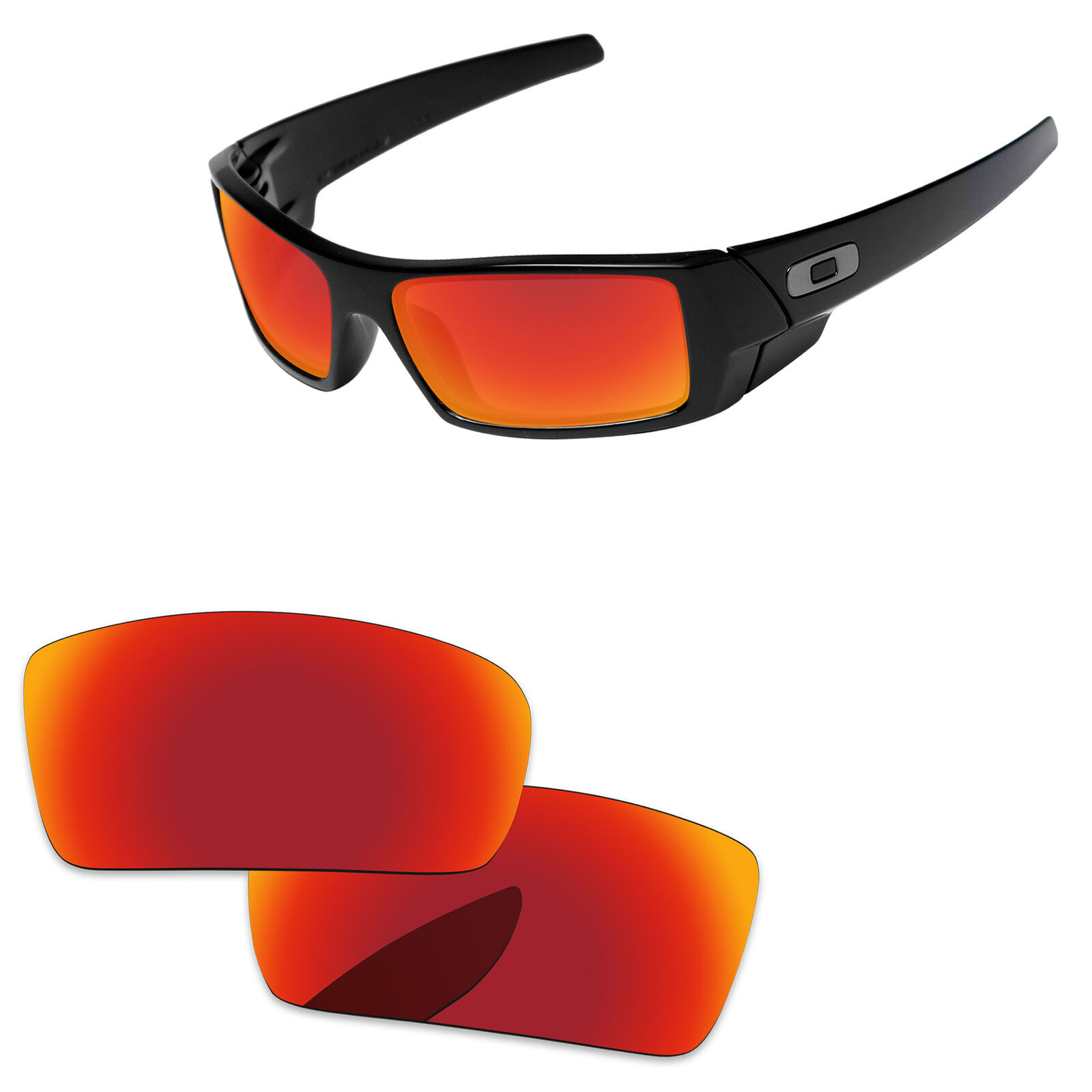 Lenslog Fire Red Mirror Polarized Replacement Lenses For-Oakley Gascan Sunglass