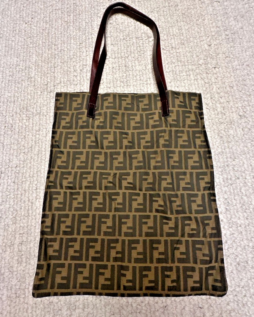 Fendi Vintage Zucca FF Logo Canvas Vertical Tote Bag