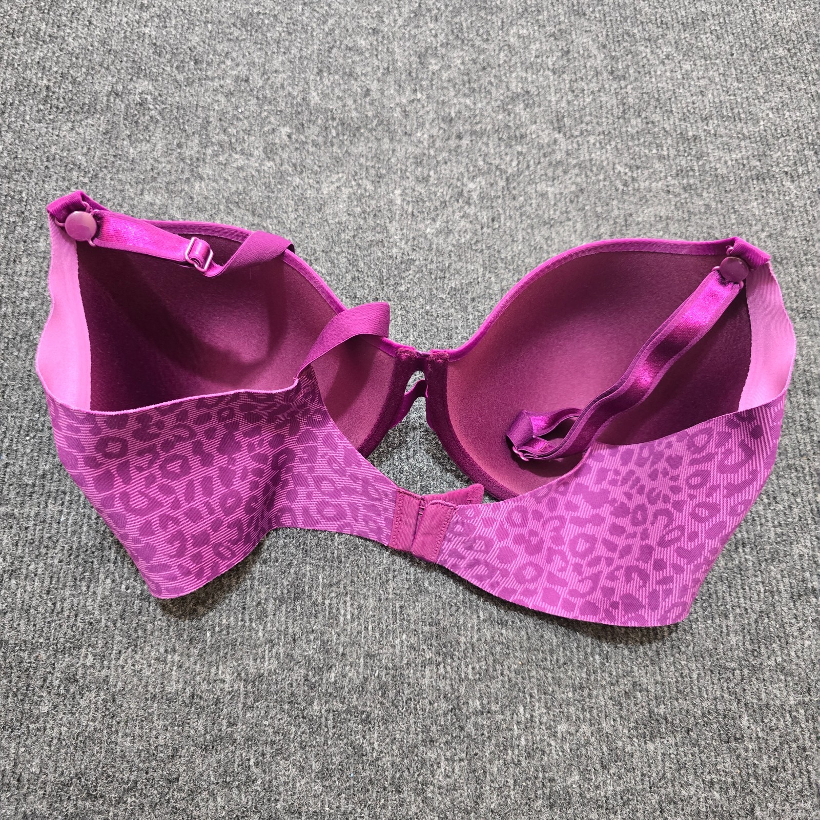 Warner’s RB5781A RB5781T Bra 36D Purple Leopard Print Sides Convertible Straps U