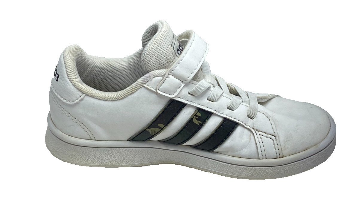 Adidas Camo Grand Court 2.0 Boys Size 11.5K Kids White FREE S&H