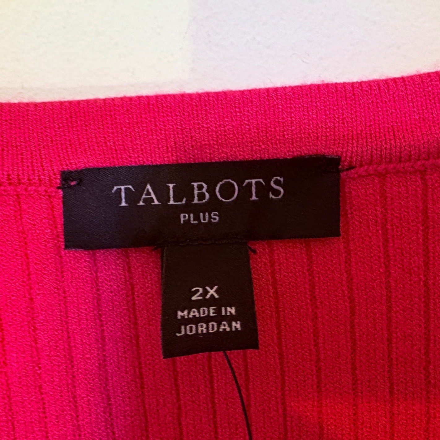 Talbots Raspberry Pink Knit Sweater Top Size 2X NWT