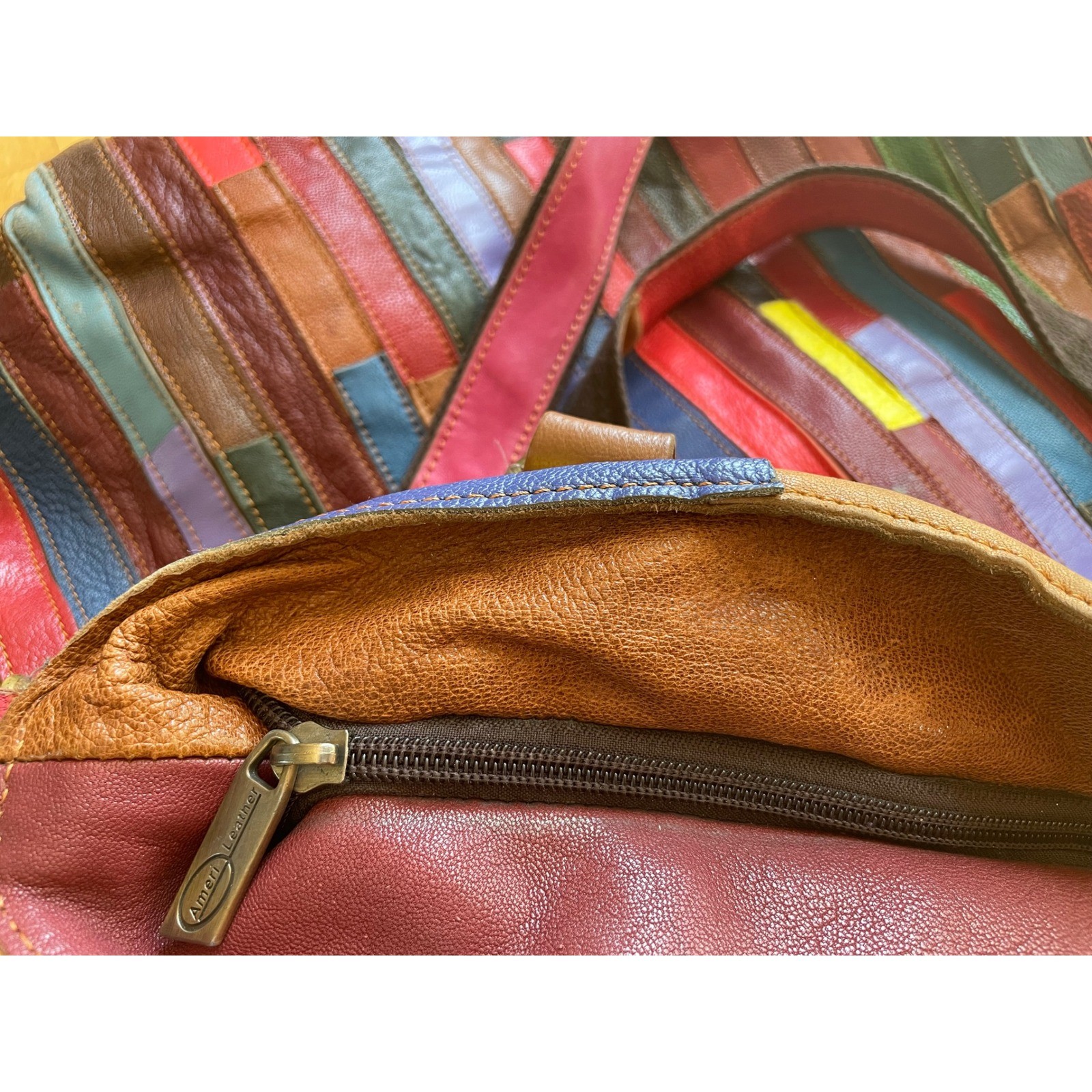 American Leather Patchwork Leather Patchwork Bag Crossbody Shoulder Tassel Bag