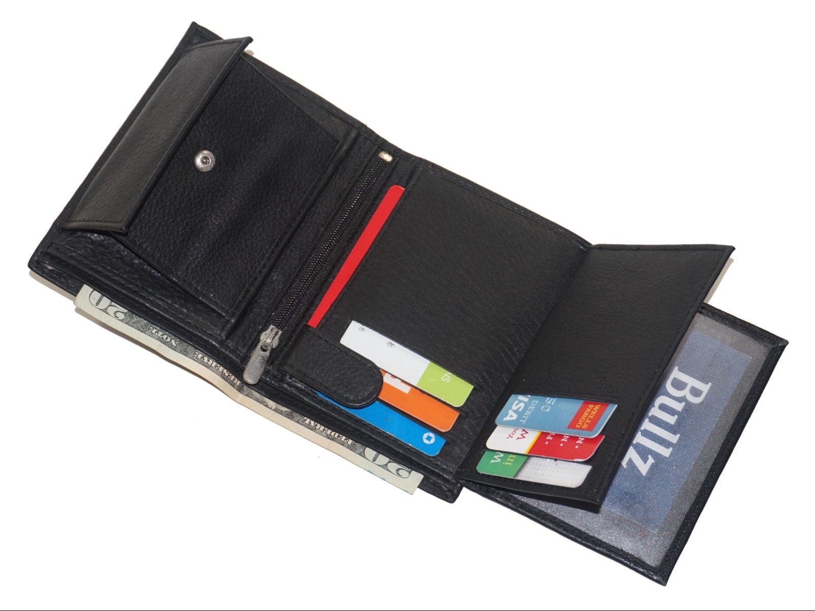 Genuine Leather Men’s Bifold Wallet Slim Hipster Cowhide Credit Card New Black