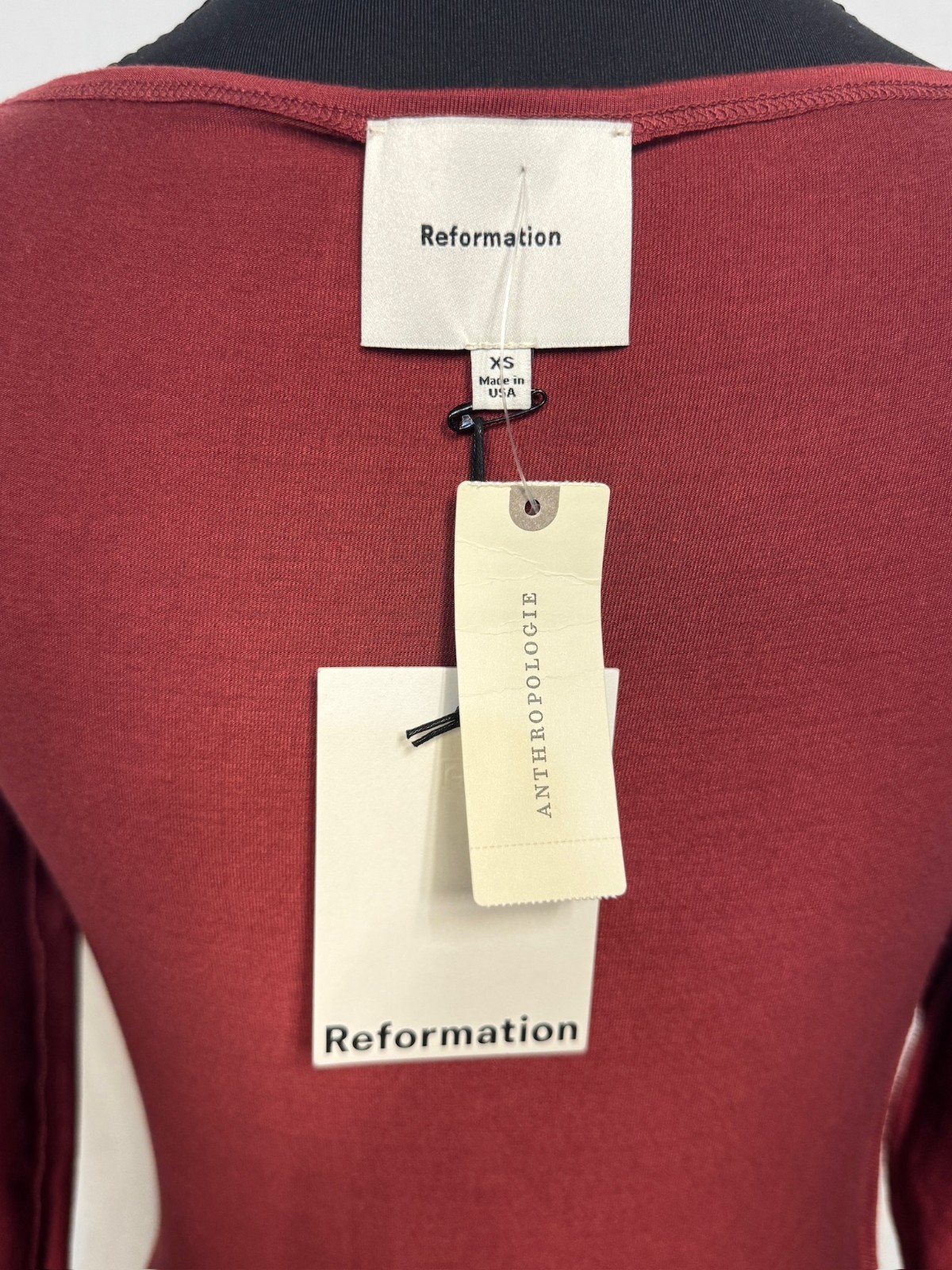 Reformation Wiley Knit Top XS Wine Red Long Sleeve Scoop Neck NWT