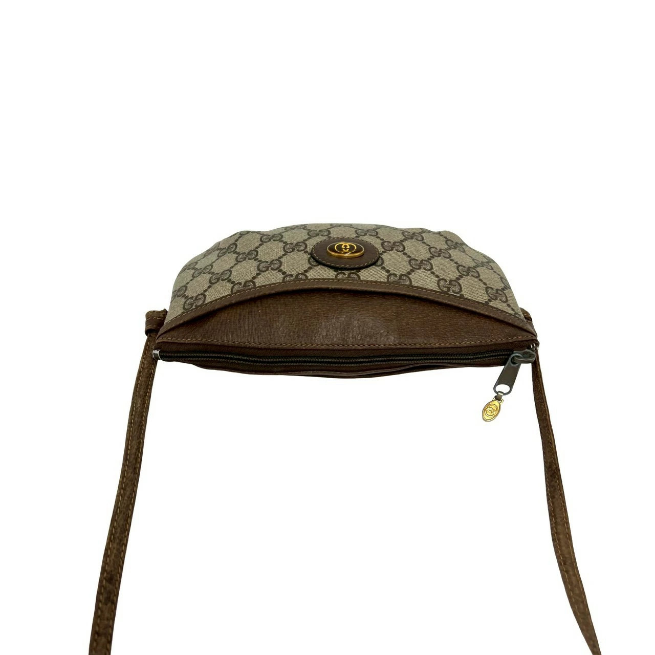 GUCCI Vintage Old Gucci GG Logo Pattern Leather Mini Shoulder Bag Pochette Brown