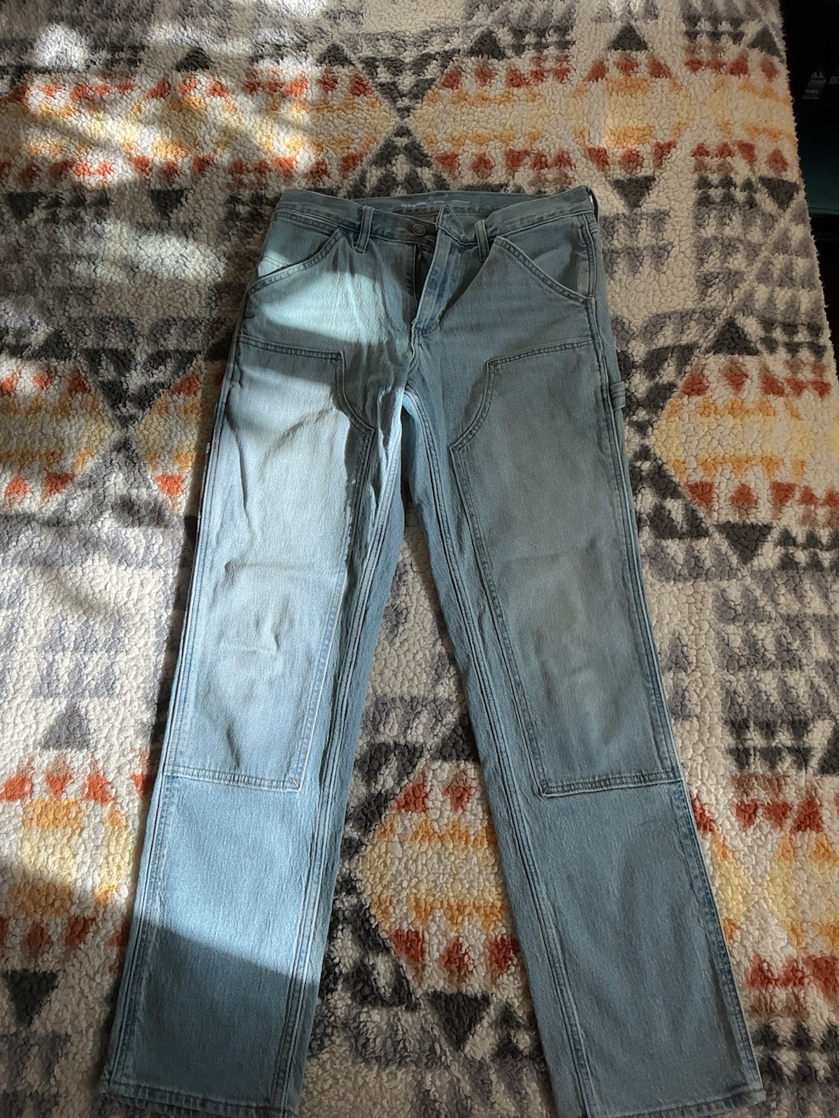 Old Navy Women’s Straight Fit Cargo Light Wash Blue Denim Jeans Mid Rise