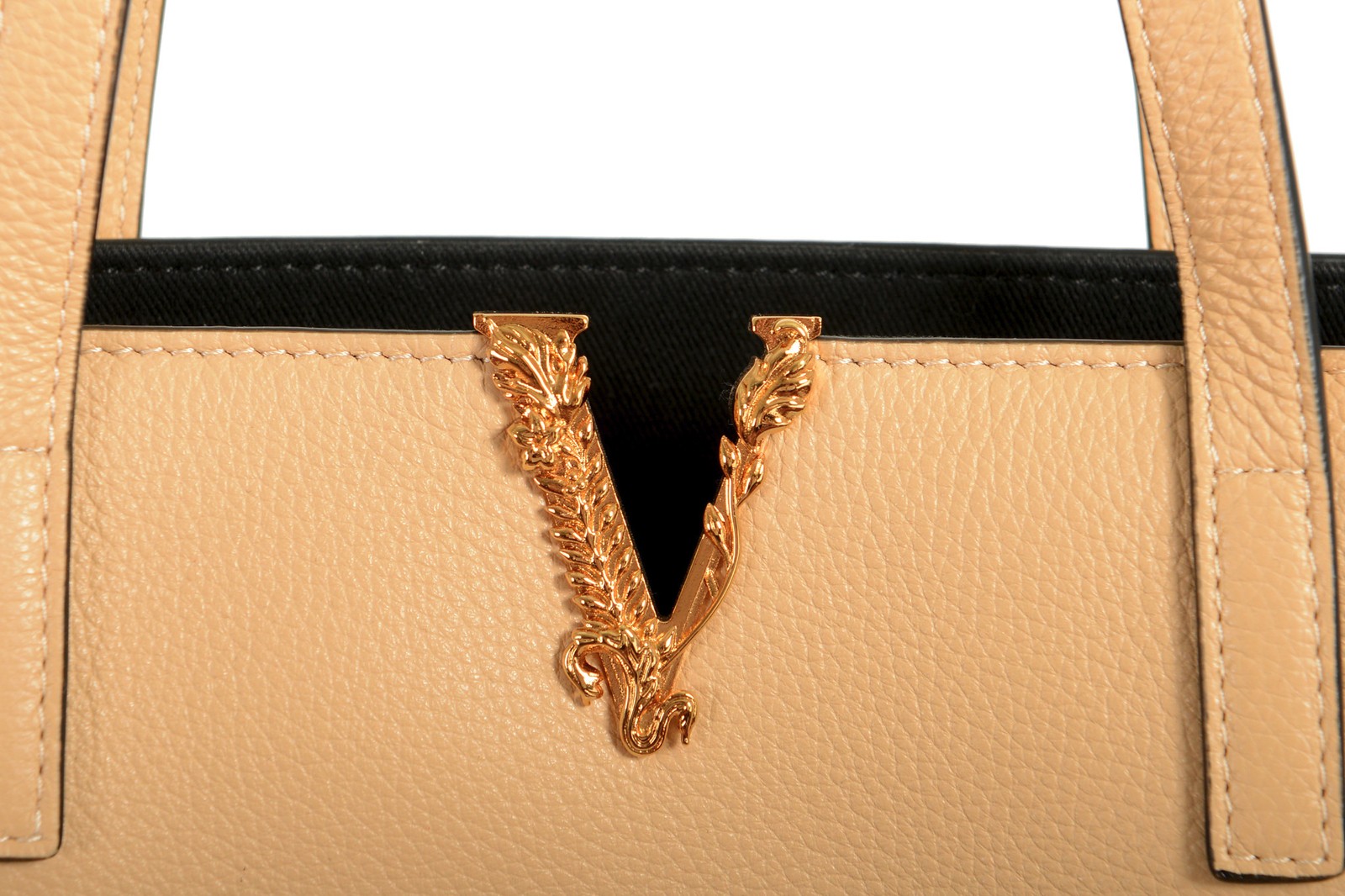 Versace Women’s 100% Textured Leather V-Logo Tote Handbag Shoulder Bag