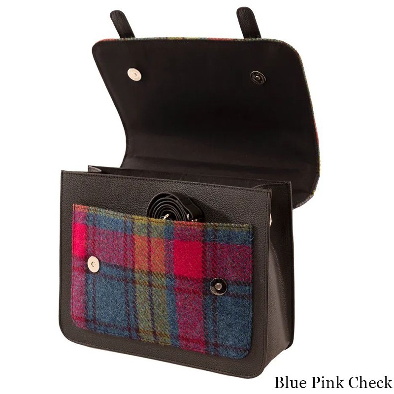 Maccessori Harris Tweed & Vegan Leather Messenger Bag Adjustable Cross Strap