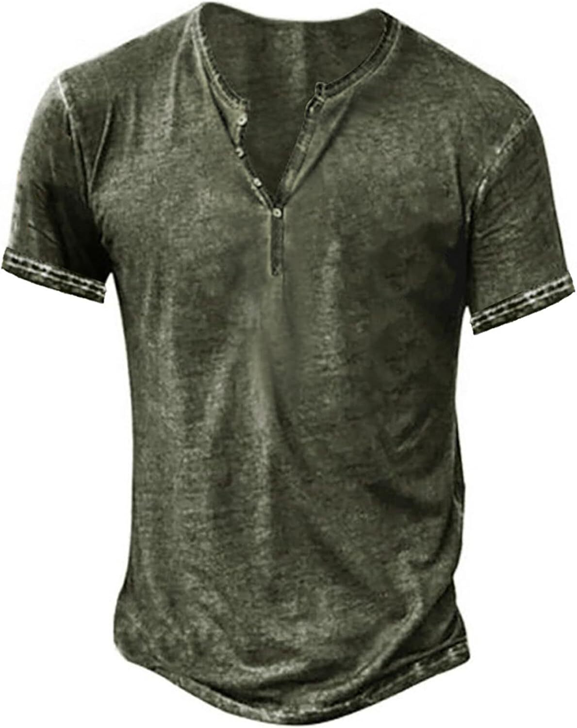 Mens Summer Henley Casual Tee Tops Short Sleeve V Neck Holiday Pullover T Shirt