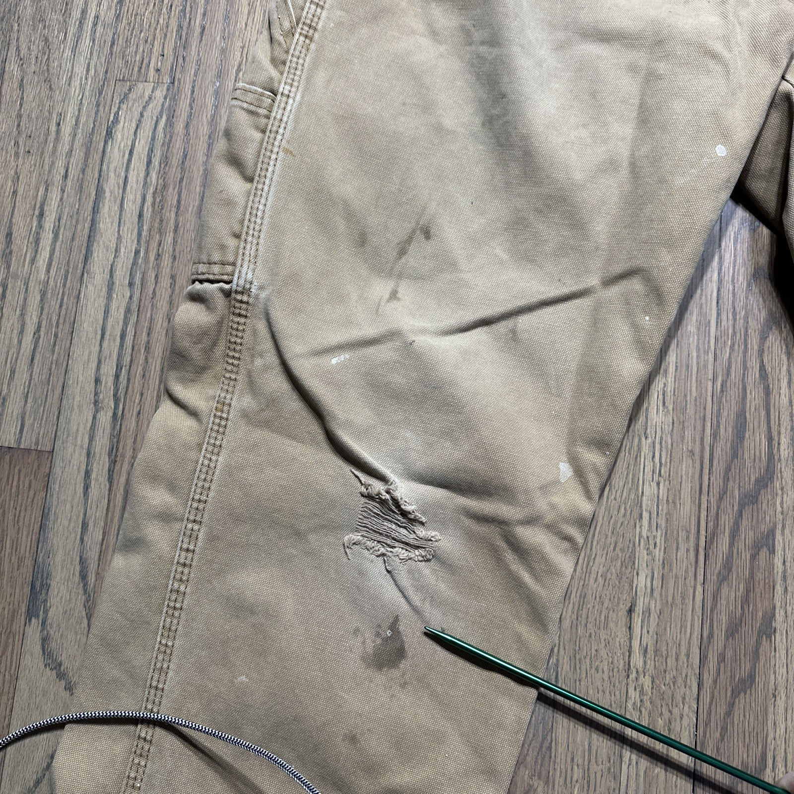 Distressed Worn DICKIES CARPENTER PANTS Classic Brown Tan 32×32 1990s Y2K