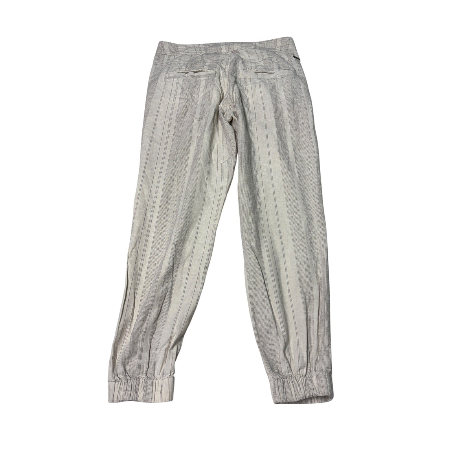 Prana Womens Hemp Organic Cotton Striped Jogger Pants Cream Grey Size 2 W29 L26
