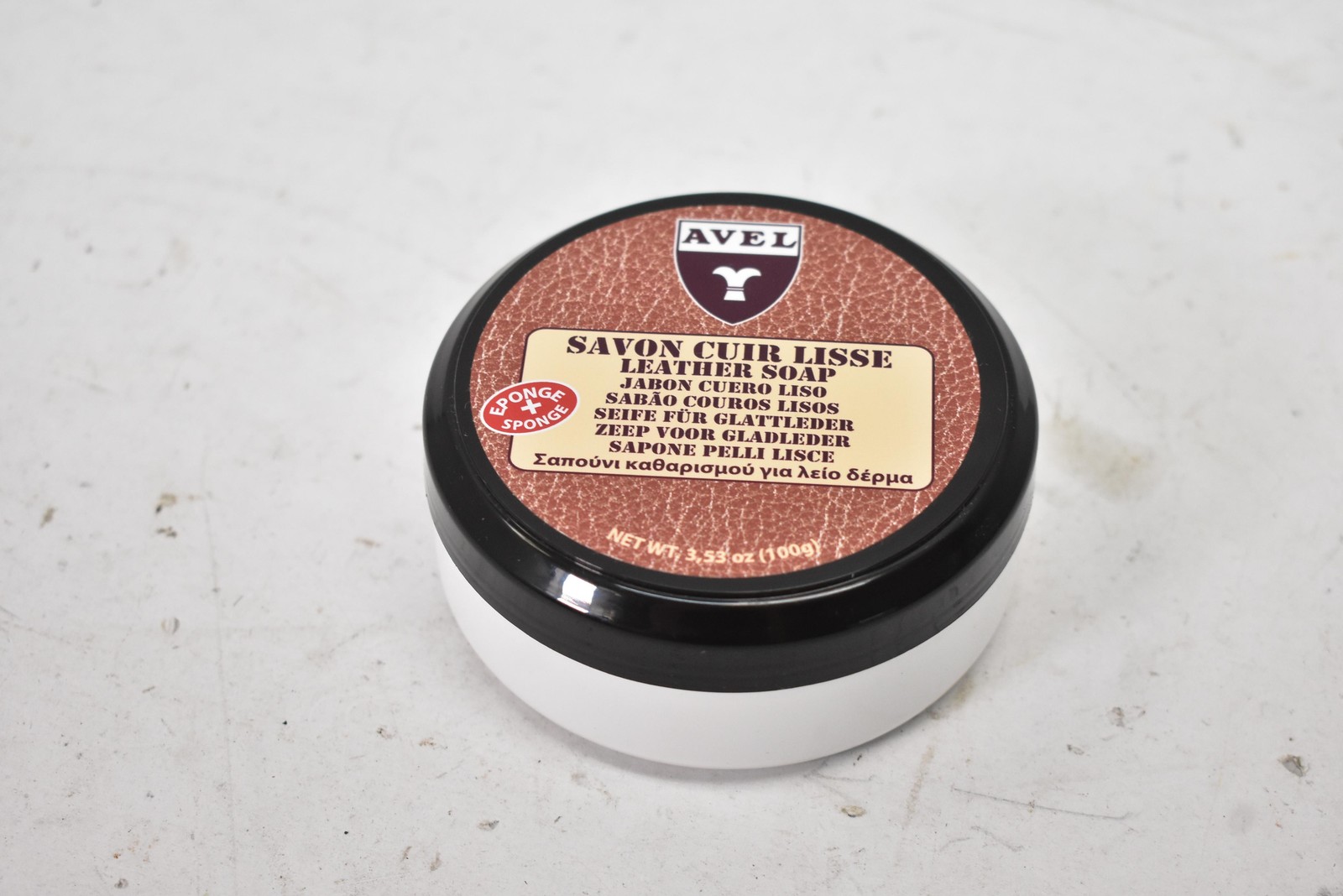 Avel Savon Cuir Lisse Smooth Leather Soap Cleaner 100ml Made in France Sponge