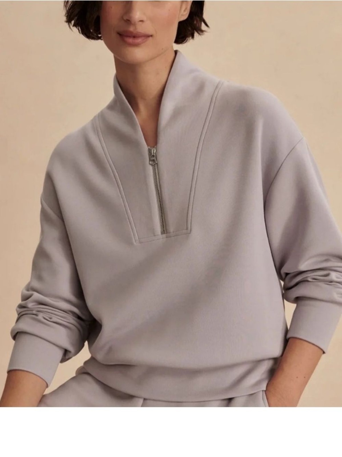 Varley Davidson Sweatshirt Lavendar DoubleSoft Half Zip Mock Neck