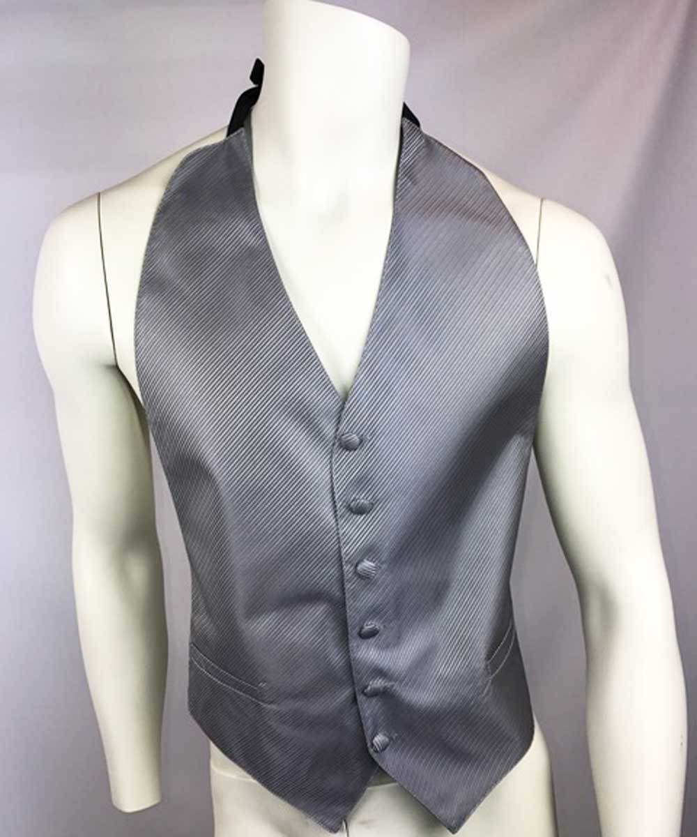 Tuxedo Vest Backless 100% Silk One Size Fit All 6 Buttons Adjustable Back Strap