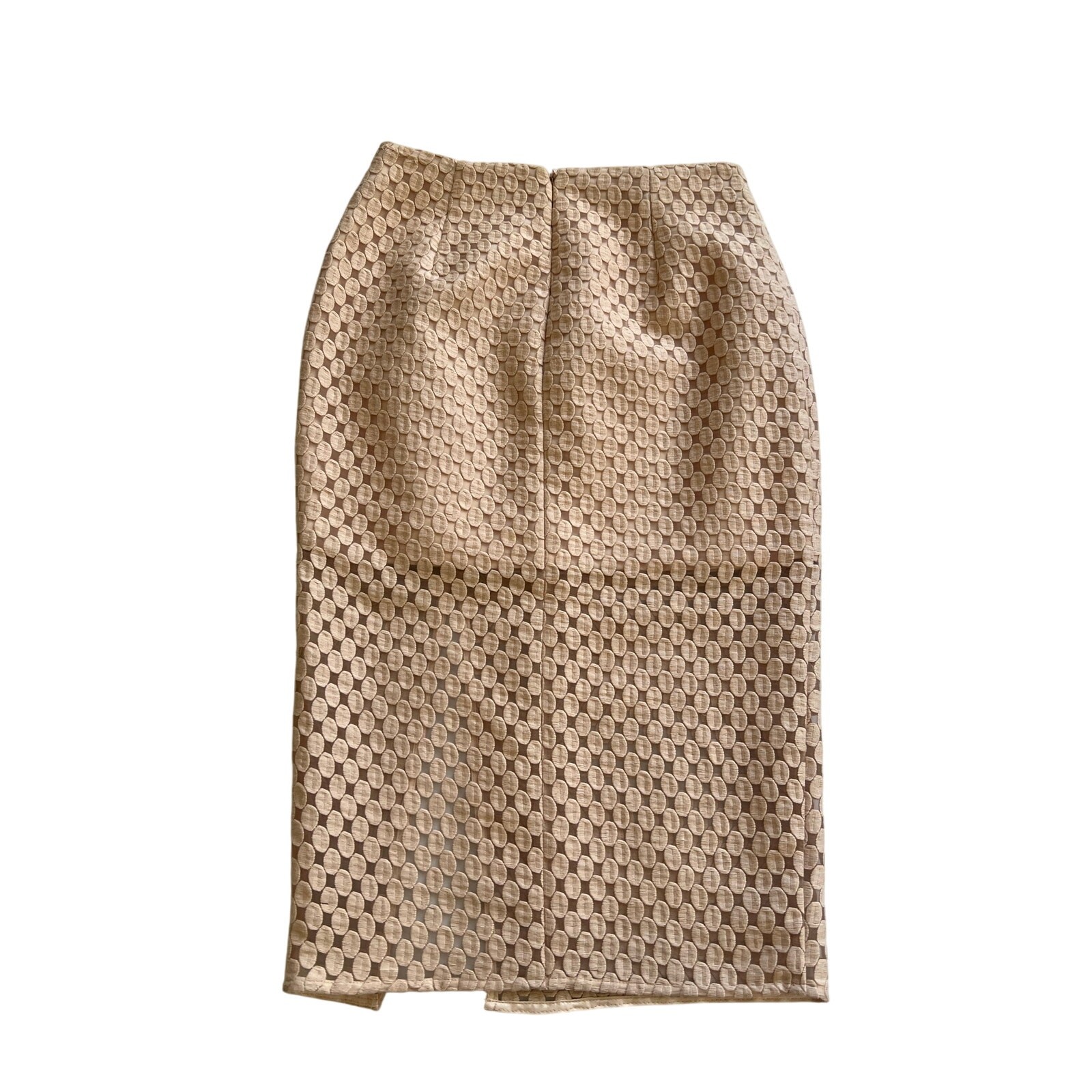 Intermix Nude Pink Beige Sheer Lined Slit Pencil Skirt Womens P Petite Cotton