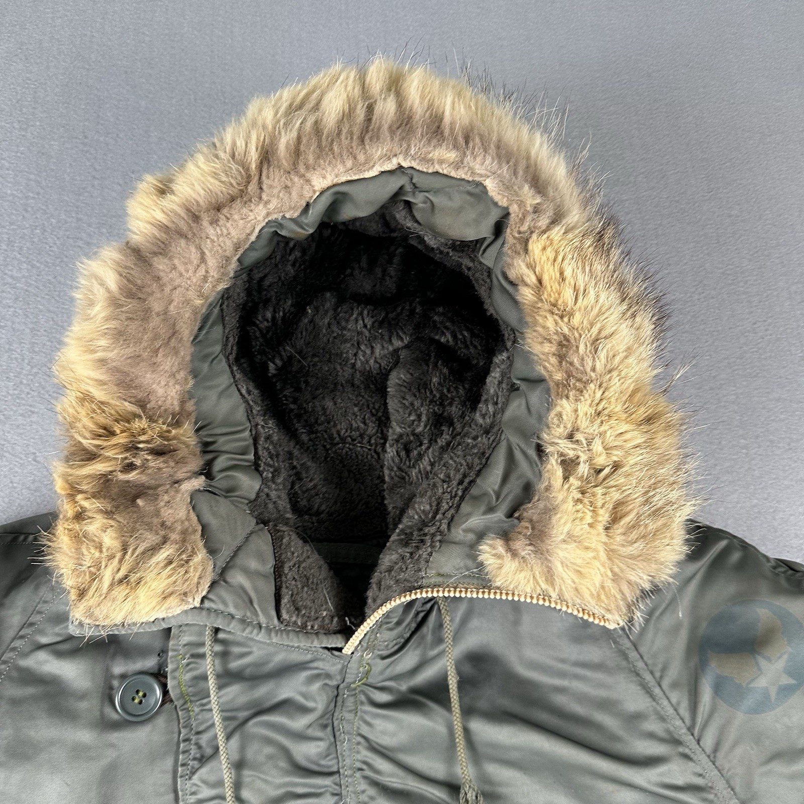 Vintage 50s US Air Force N-3B Snorkel Parka Large Green Fur Military Jacket
