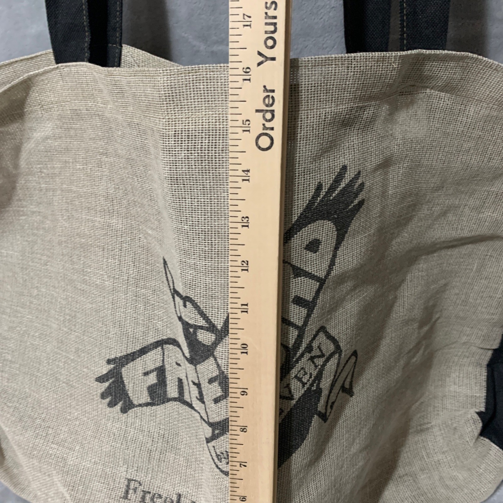 Freebird by Steven Oversized Burlap Tote Bag Black Tan Woven Shopper Large 29×16