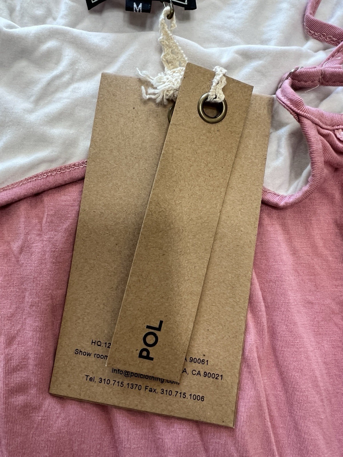 POL Pink White Layered Sleeveless Tank Top Handkerchief Hem M Knit