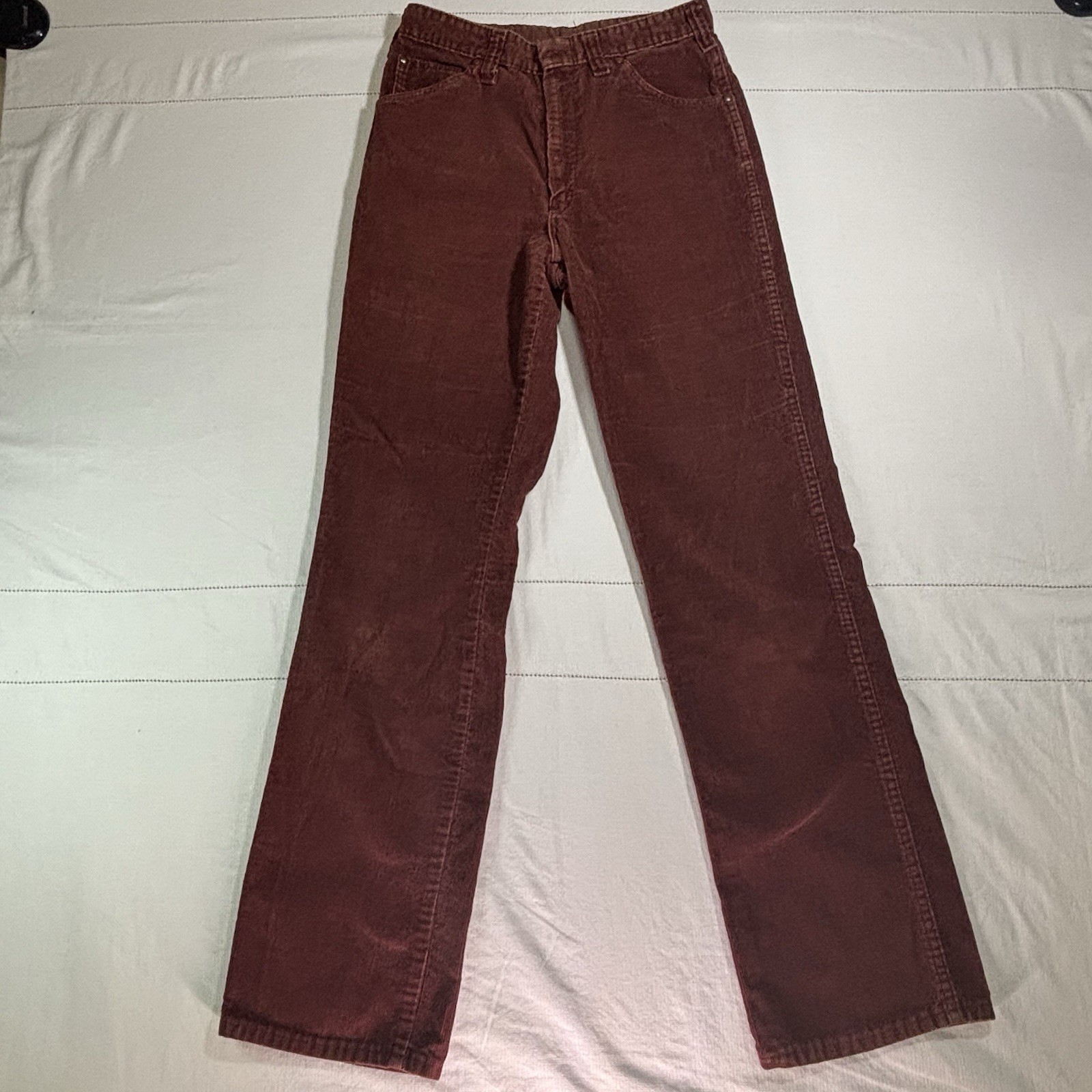 Vtg 70s Dickies Corduroy Pants 30×33 Rust Orange Scuffers Talon 42 Zip Workwear